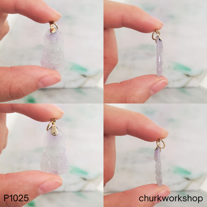 Pale lavender and green jade Lady Buddha pendant