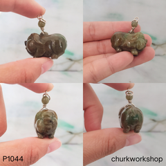 Dark brown jade pig pendant