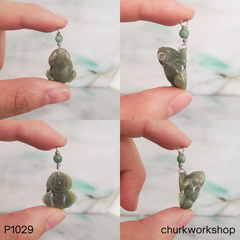 Green Jade Frog with Coin Pendant