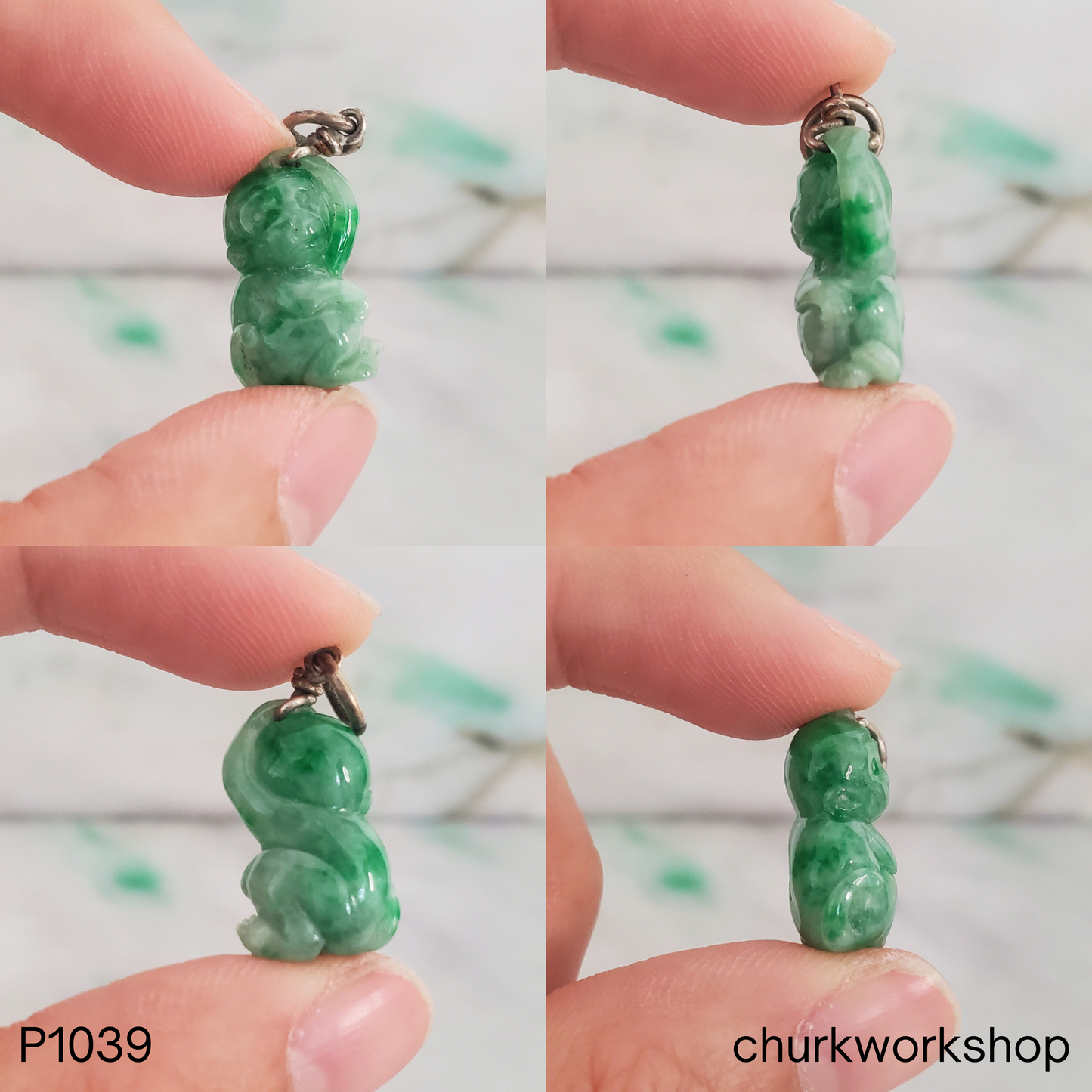 Small green monkey jade pendant