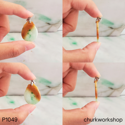 Multi color jade dragon and coin pendant