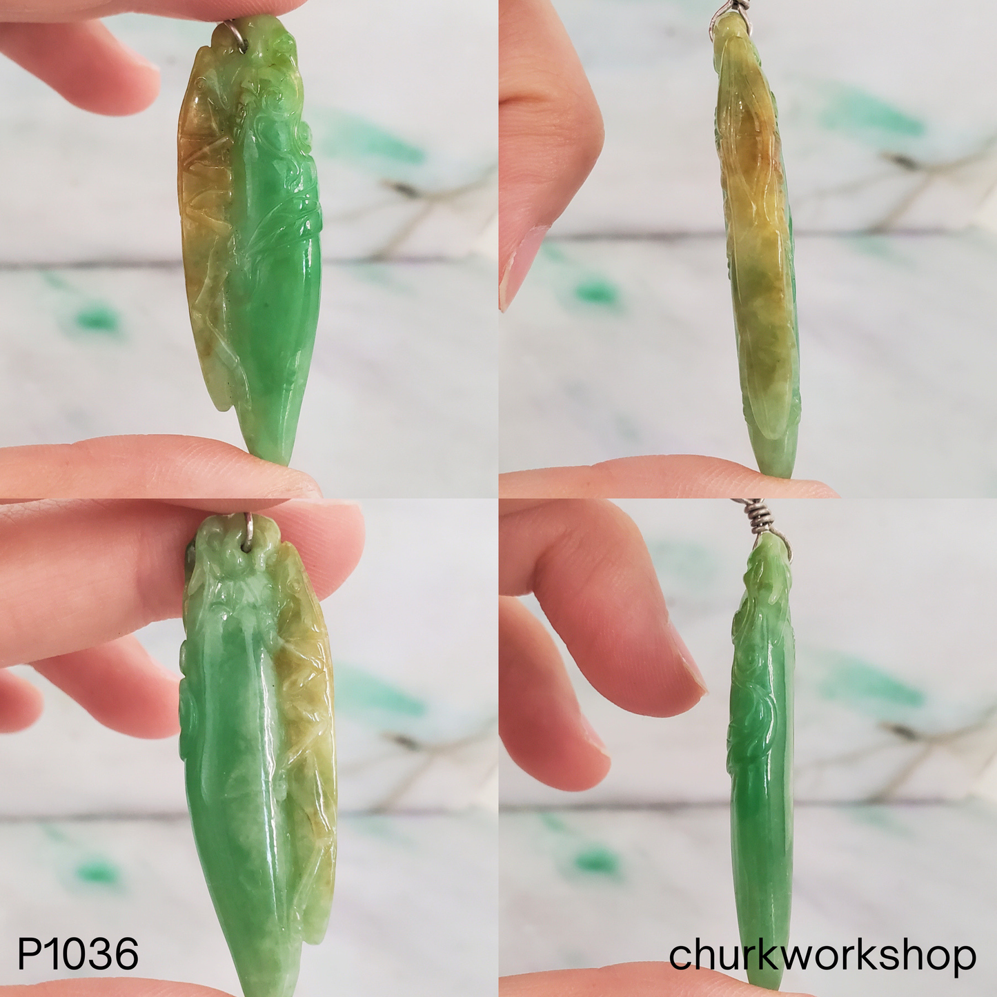 Cricket and Pepper carved pendant