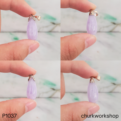 Lavender teardrop jade pendant