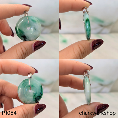 Rich green jade donut pendant