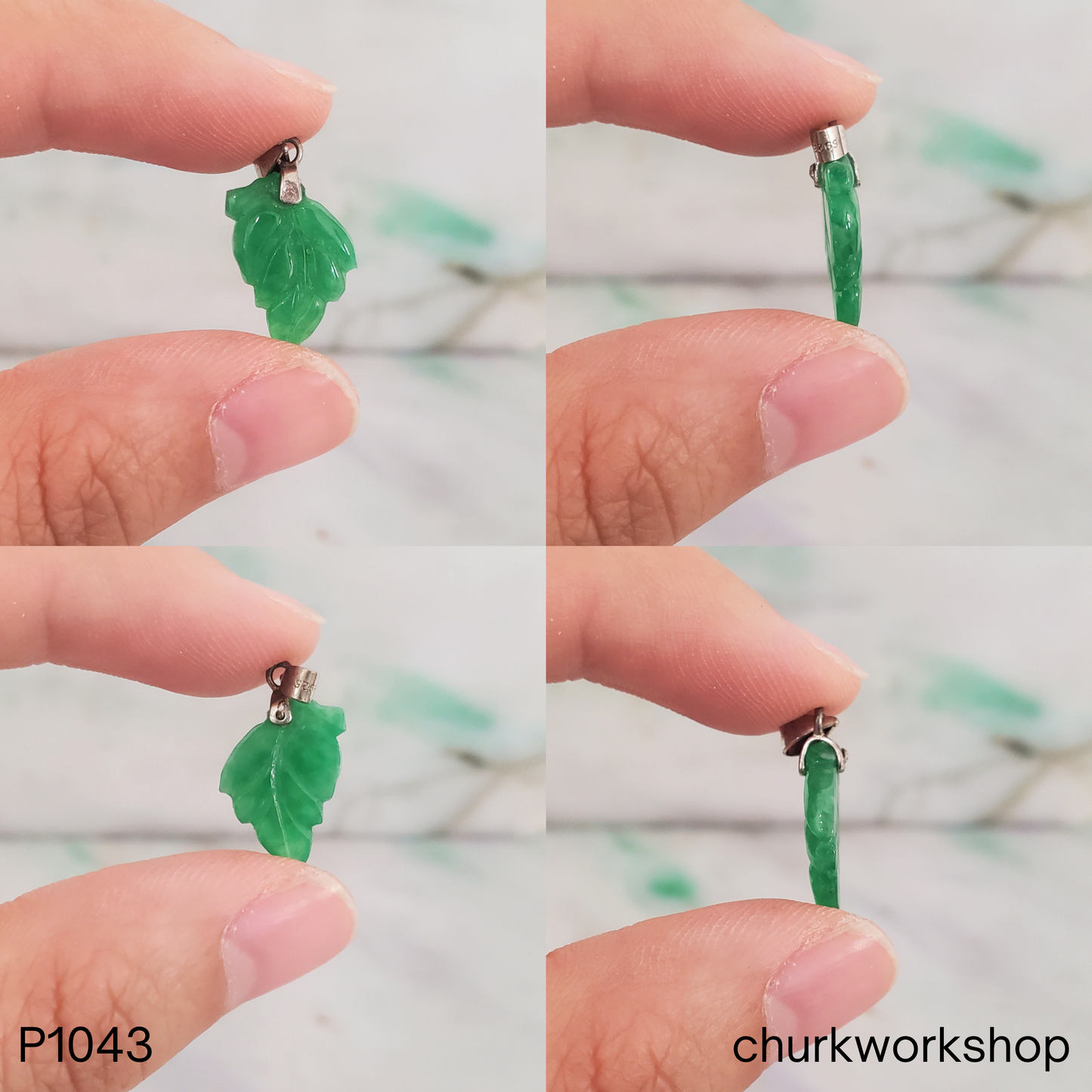 Oily green leaf jade pendant