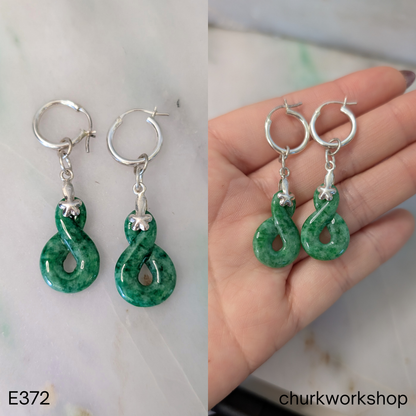 Rich green jade dangling earrings