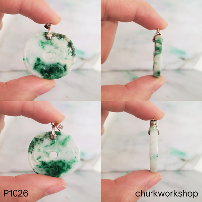 White and Green Jade Coin Pendant