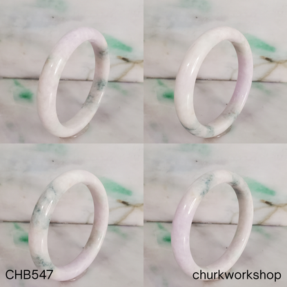 Pale lavender and blueish green splotches jade bangle