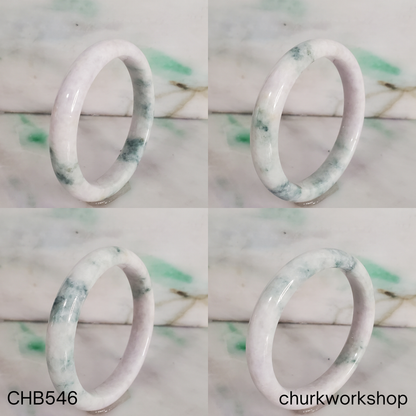 Pale lavender with blueish green splotches jade bangle