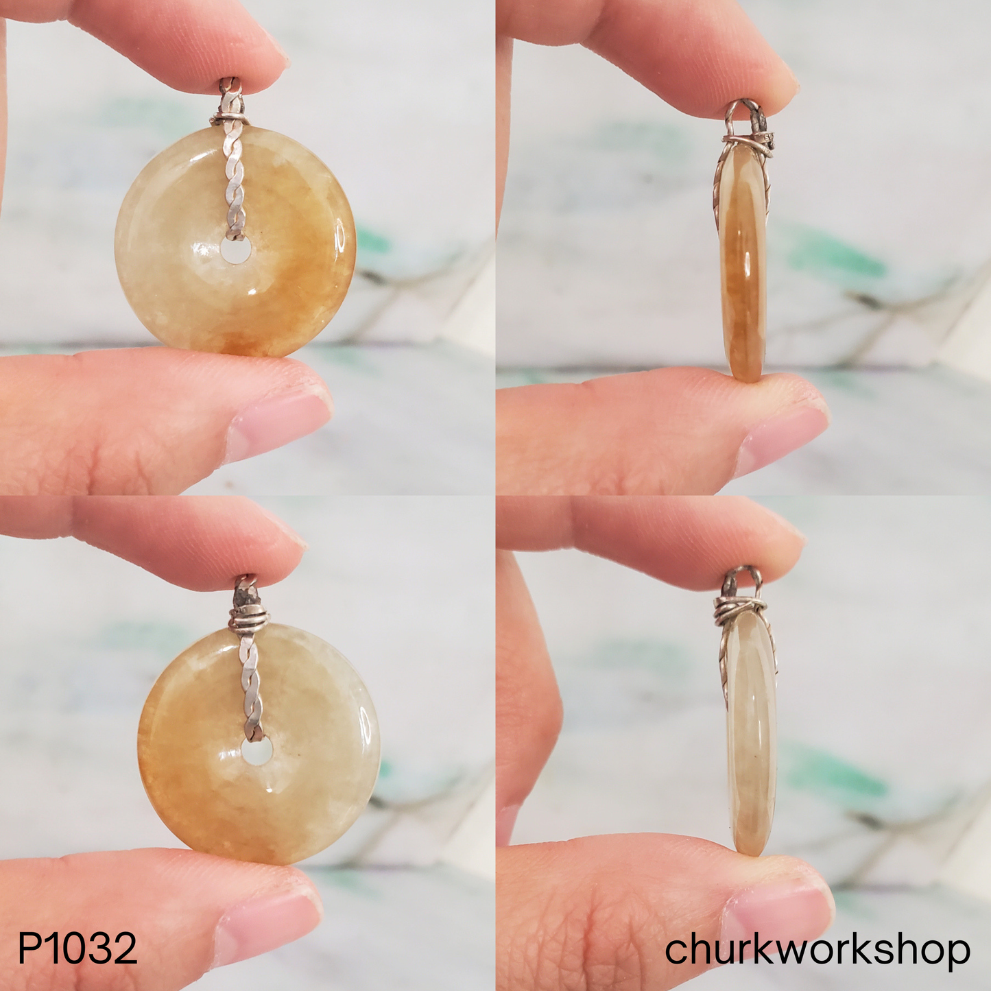 Brown jade donut pendant