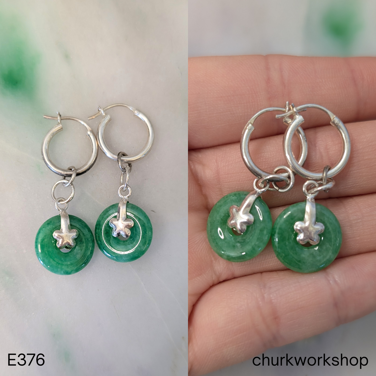 Forest green jade dangle earrings