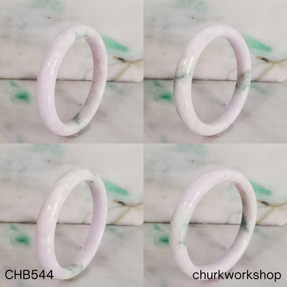Pale lavender with dark green splotches jade bangle