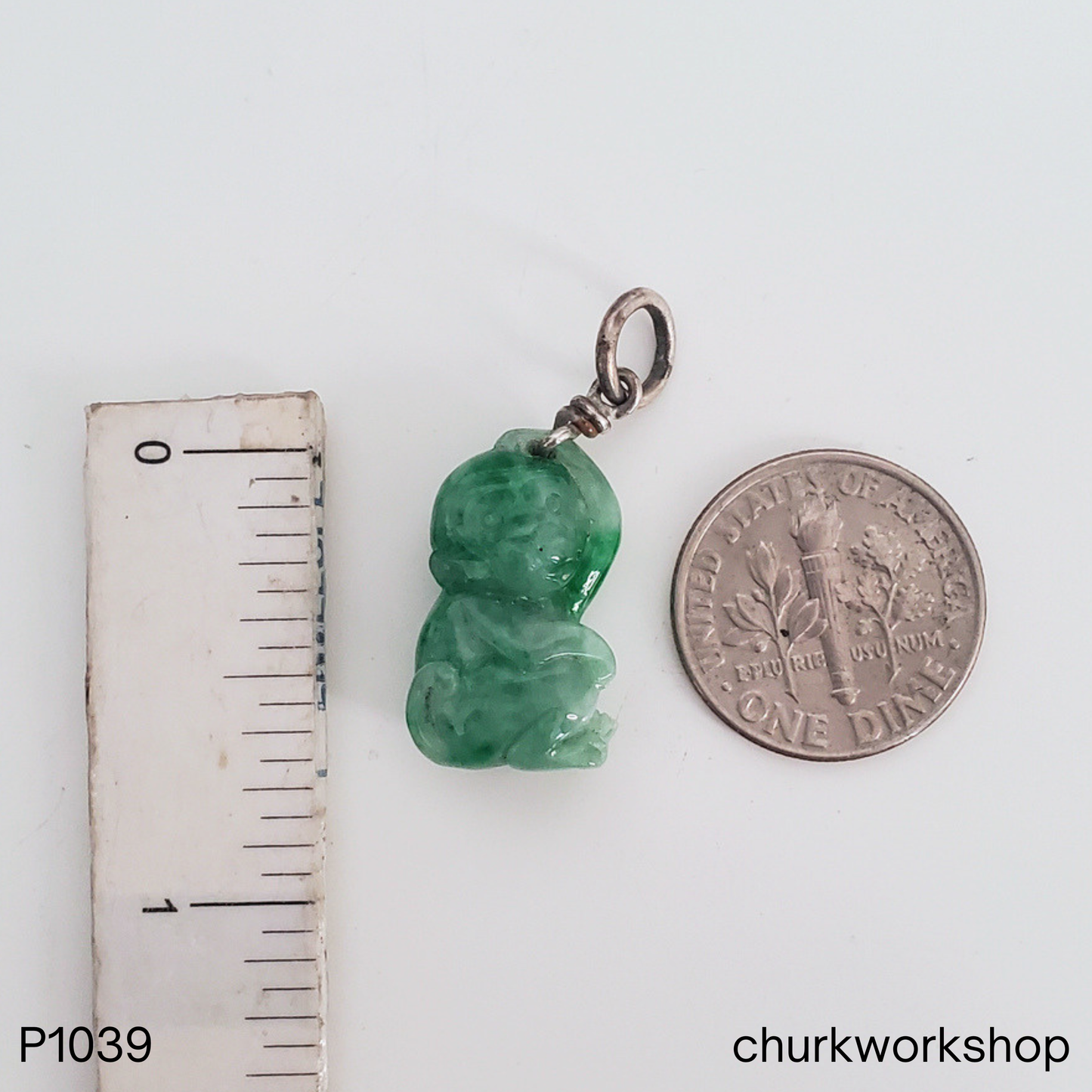 Small green monkey jade pendant