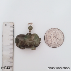 Dark brown jade pig pendant