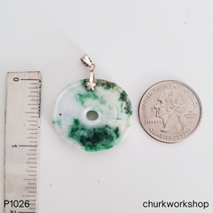 White and Green Jade Coin Pendant