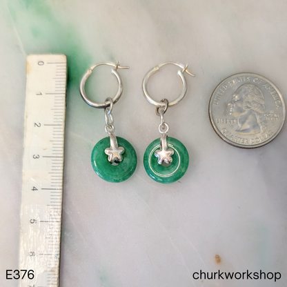 Forest green jade dangle earrings
