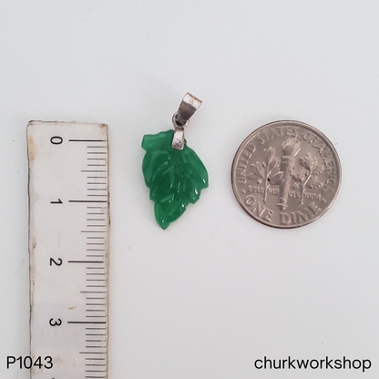 Oily green leaf jade pendant