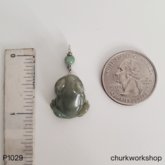 Green Jade Frog with Coin Pendant