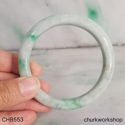 White base and apple green jade bangle