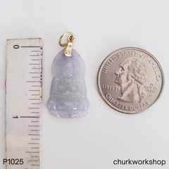 Pale lavender and green jade Lady Buddha pendant