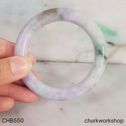 Lavender with deep green and brown splotches jade bangle