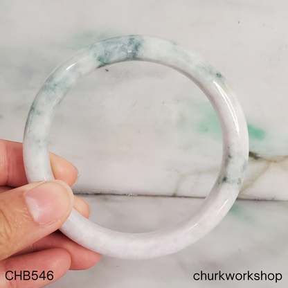 Pale lavender with blueish green splotches jade bangle
