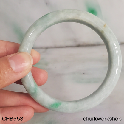 White base and apple green jade bangle