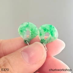Green Jade with White Beads Dangling Earrings