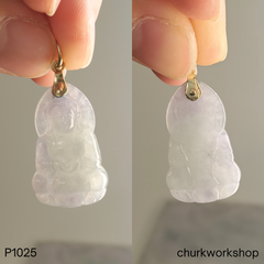 Pale lavender and green jade Lady Buddha pendant
