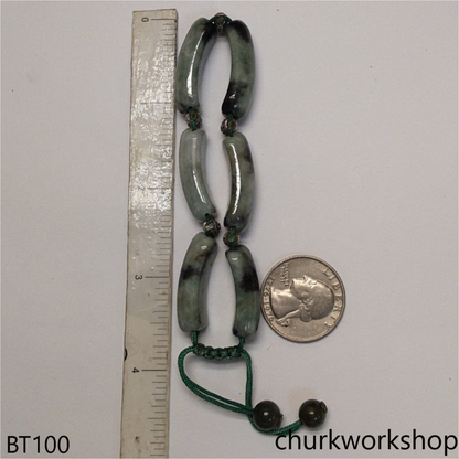 Light green with dark splotches jade bracelet