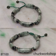 Light green with dark splotches jade bracelet