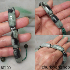 Light green with dark splotches jade bracelet