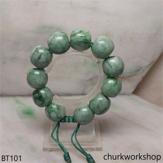Green barrel beads jade bracelet
