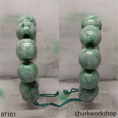 Green barrel beads jade bracelet