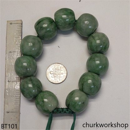 Green barrel beads jade bracelet