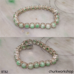Light green jade silver bracelet