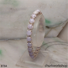 Lavender jade silver bracelet