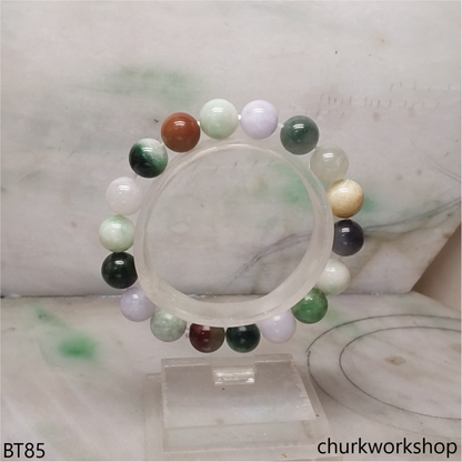 Multi-color jade beads bracelet