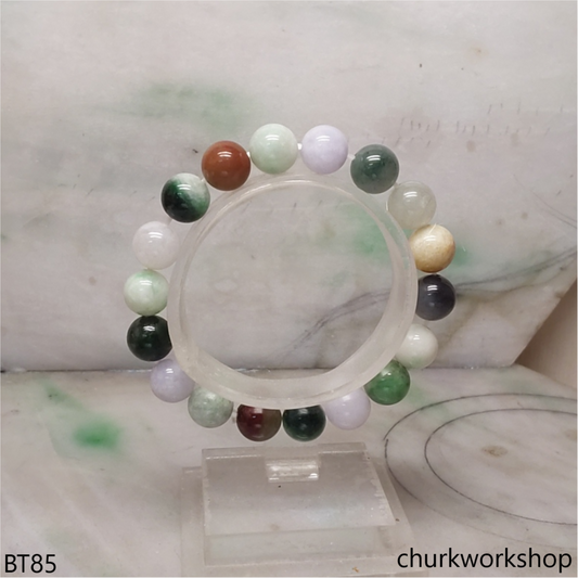 Multi-color jade beads bracelet