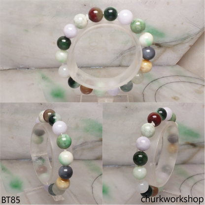 Multi-color jade beads bracelet