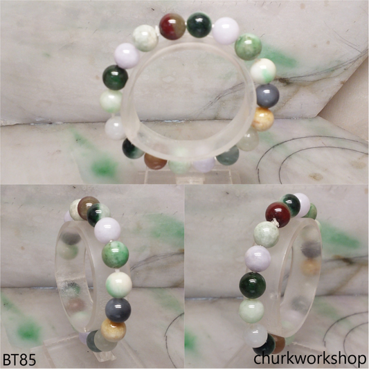 Multi-color jade beads bracelet