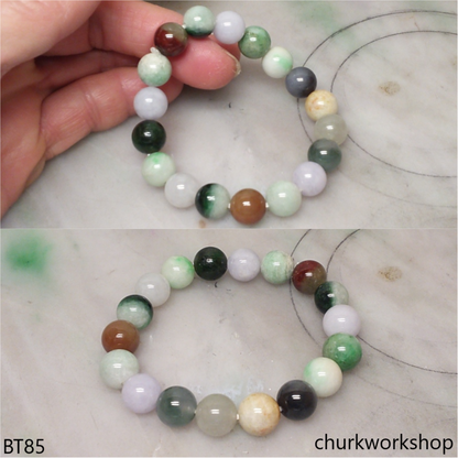 Multi-color jade beads bracelet