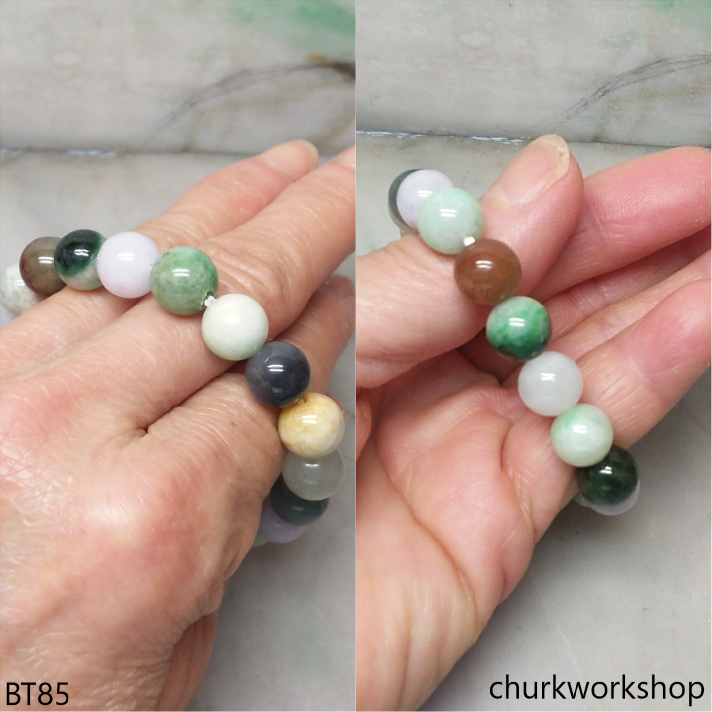 Multi-color jade beads bracelet