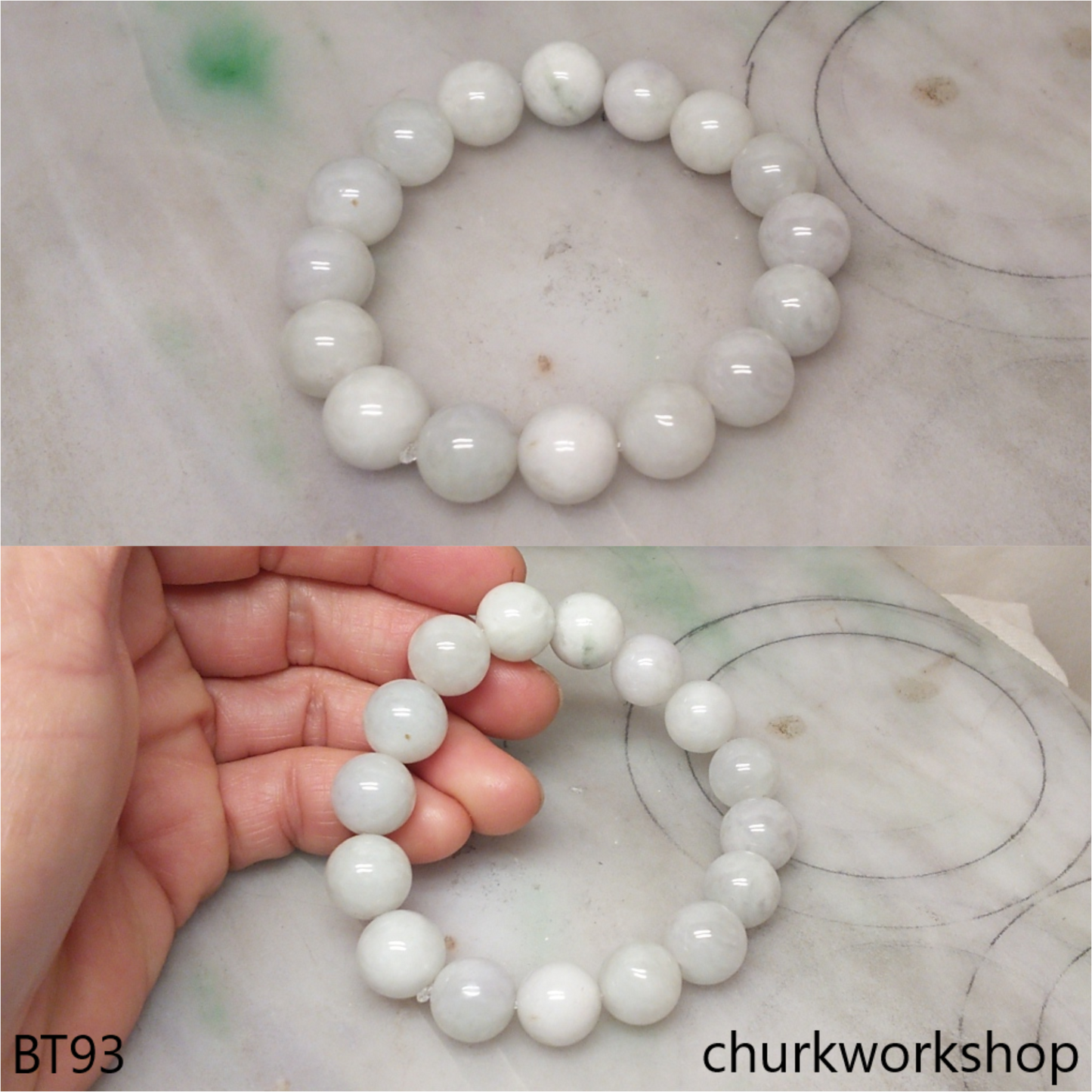 Pale green beads bracelet