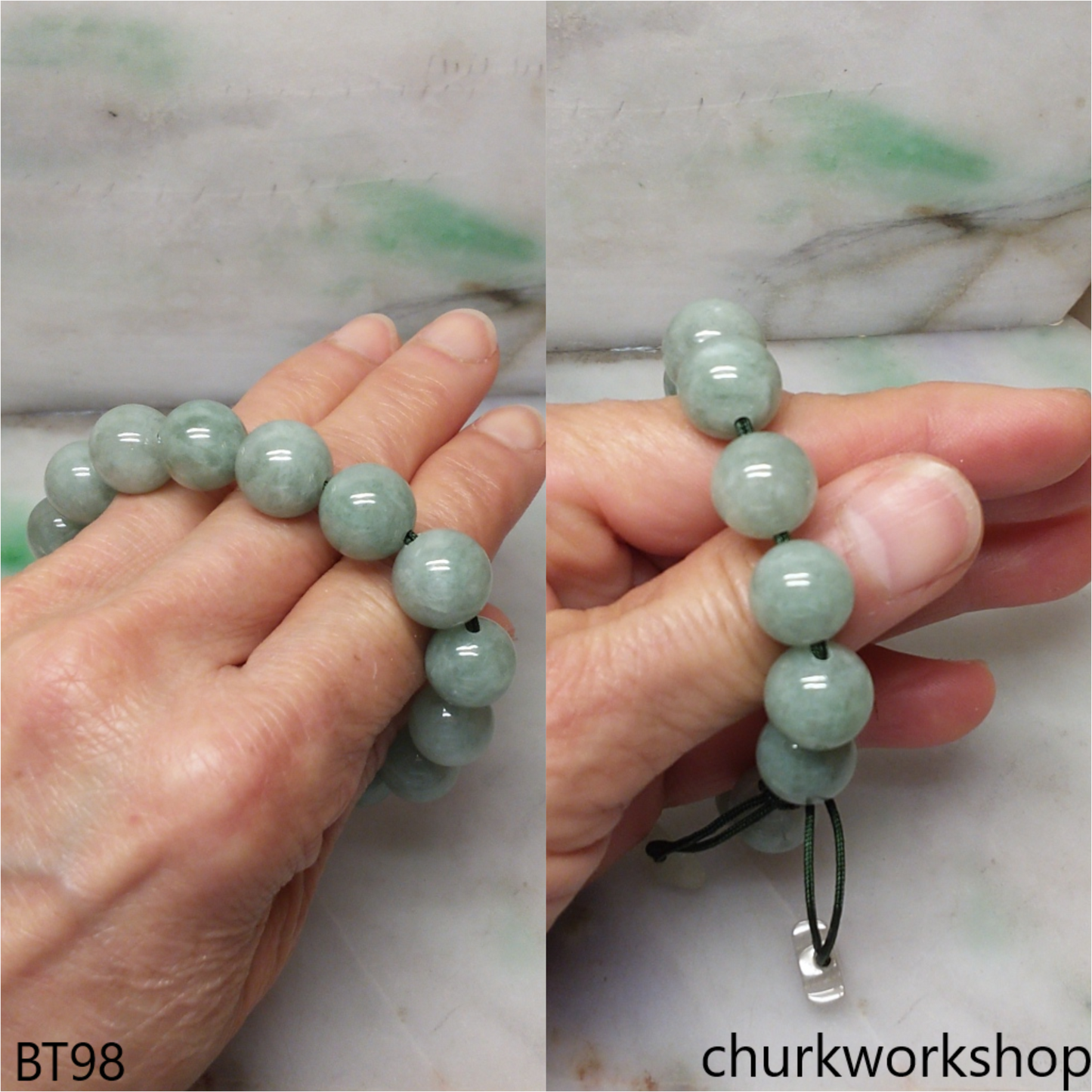 Bluish green beads bracelet