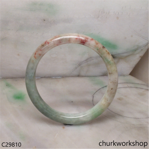 Reserved    Large multi color jade bangle, red & green jade bangle(Fu Lu Shou) represent lucky