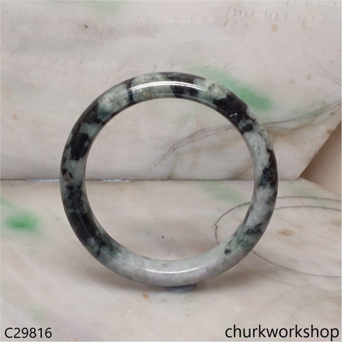 Moss green mix black splotches jade bangle