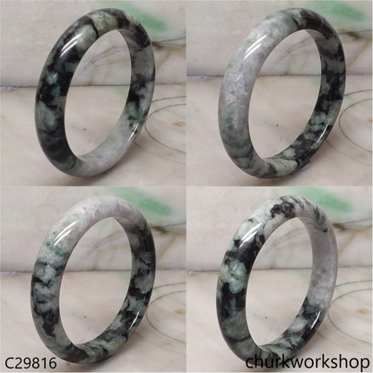 Moss green mix black splotches jade bangle