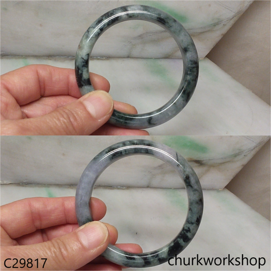 Moss green & grayish lavender with black splotches jade bangle