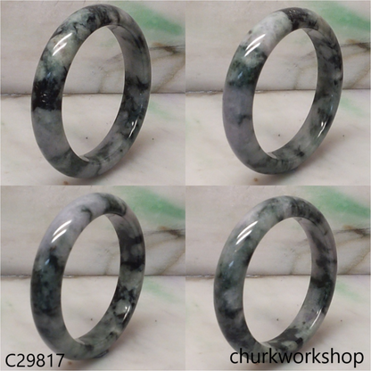 Moss green & grayish lavender with black splotches jade bangle